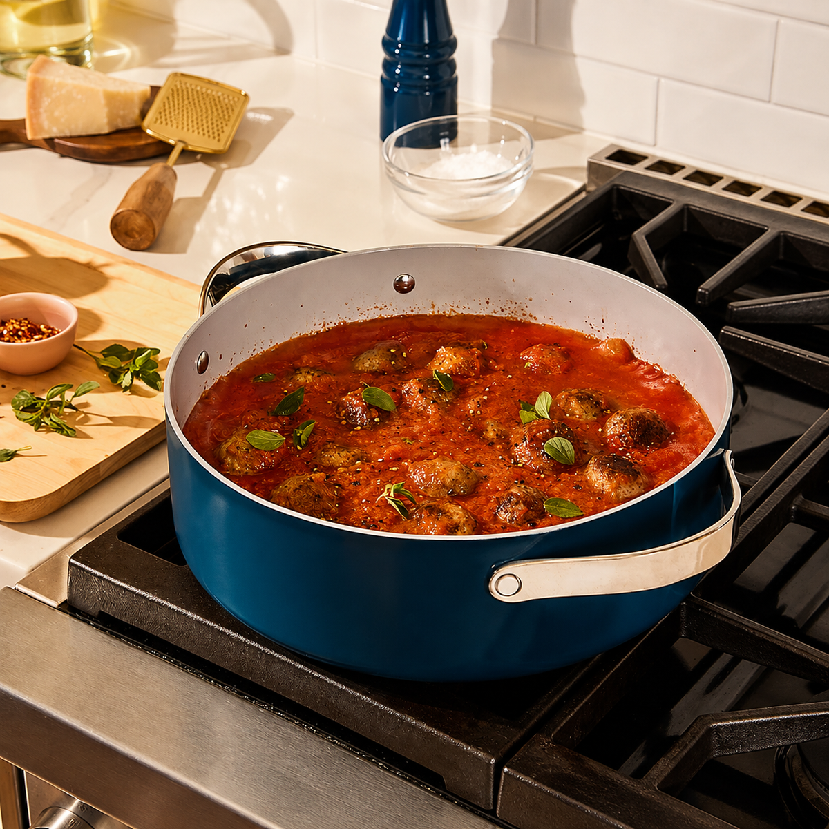 6qt Nonstick Ceramic Rondeau Pan with Lid